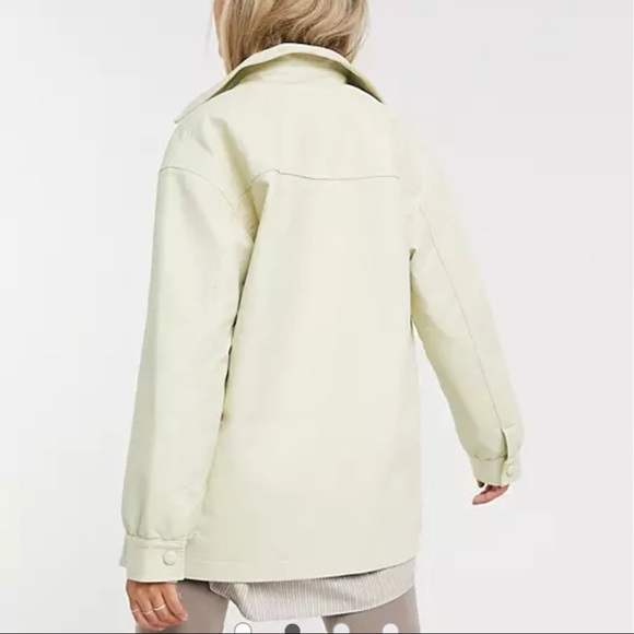 COLLUSION womens faux leather shacket in ecru 10 - Picture 2 of 3